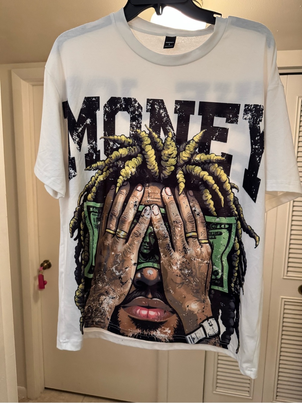 NFINITY White Money Face Graphic Poster with Yellow Accents